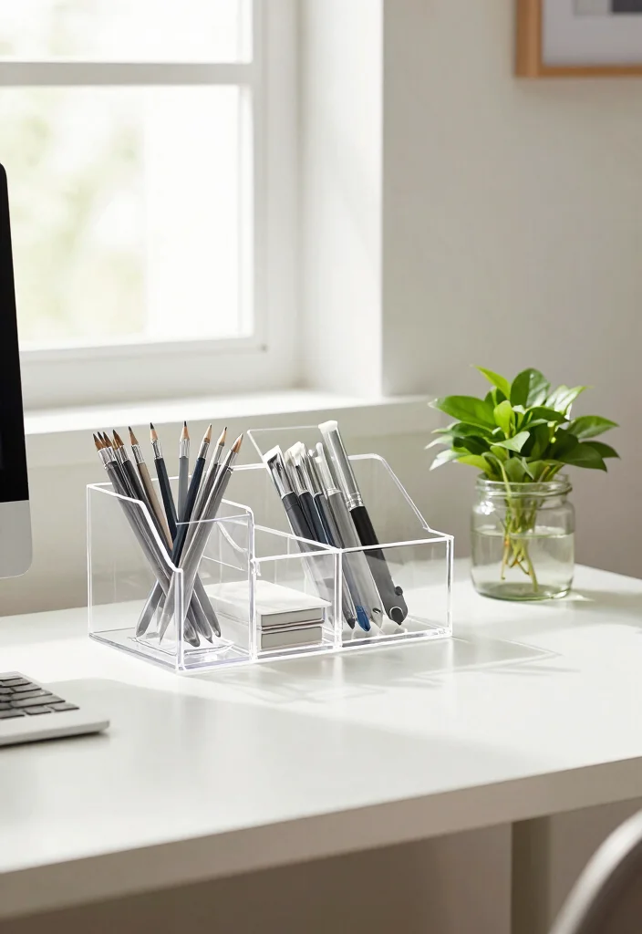 10 Aesthetic Desk Decor Ideas for Soft Focus and Inspiration 1. Organize with Clear Desk Accessories 0