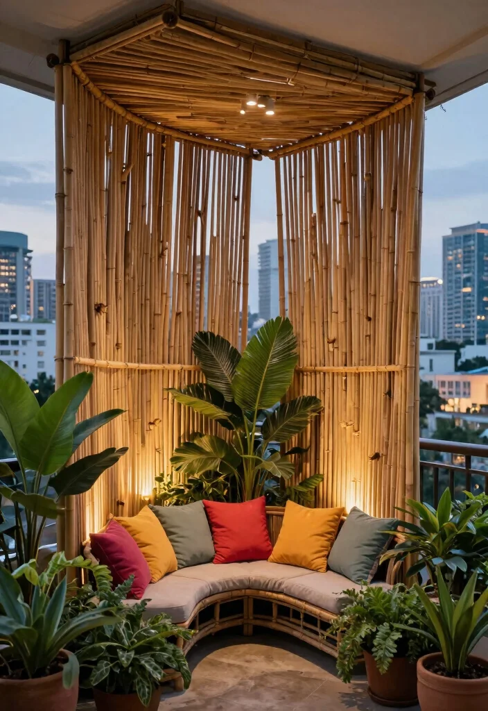 10 Balcony Covering Ideas for Shade and Laid Back Comfort 10. Natural Bamboo Screens 0