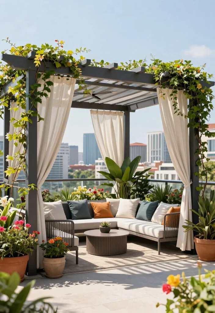 10 Balcony Covering Ideas for Shade and Laid Back Comfort 5. Chic Pergolas 0