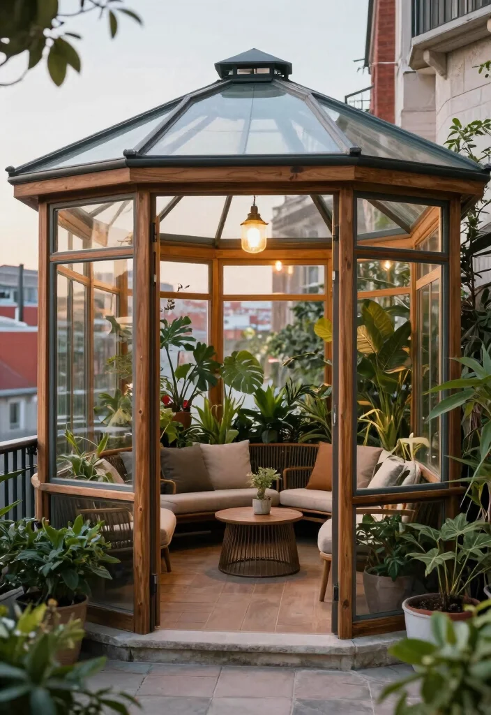 10 Balcony Covering Ideas for Shade and Laid Back Comfort 8. Greenhouse Gazebo 0