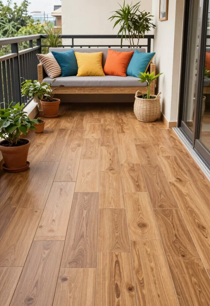 10 Balcony Tile Ideas for Easy Care and Clean Aesthetic 10. Durable Vinyl Tiles for Easy Upkeep 0