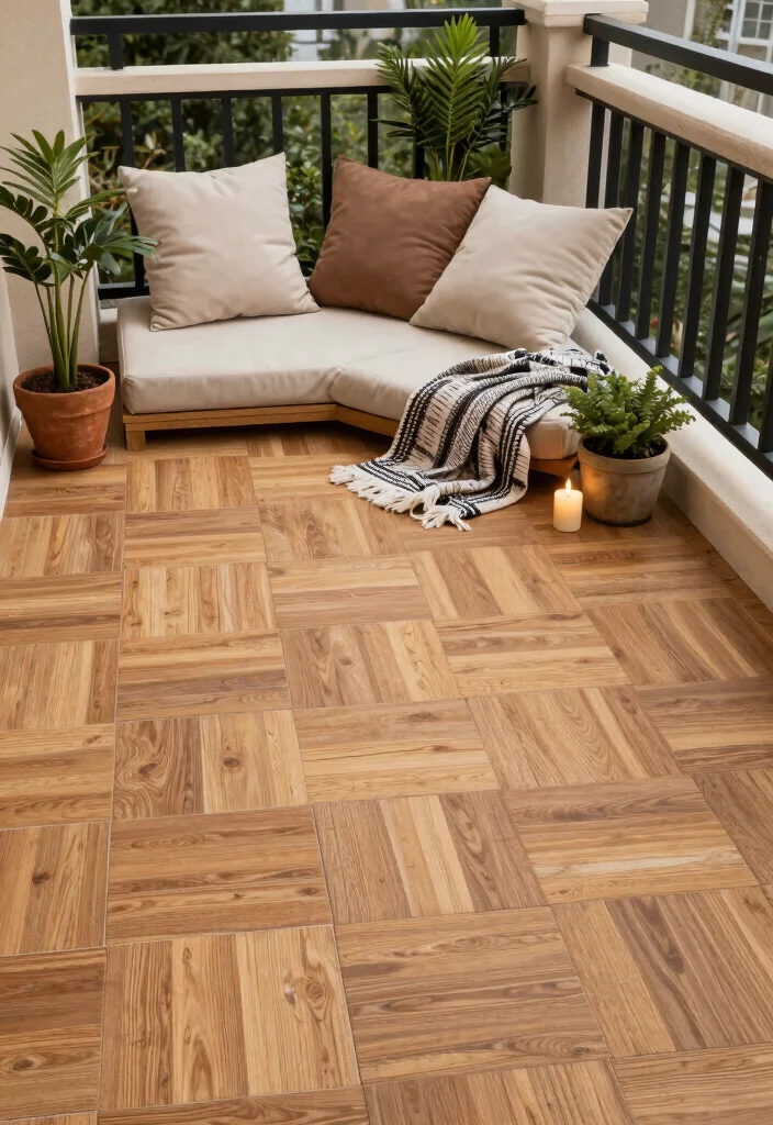 10 Balcony Tile Ideas for Easy Care and Clean Aesthetic 3. Interlocking Deck Tiles for Quick Installation 0