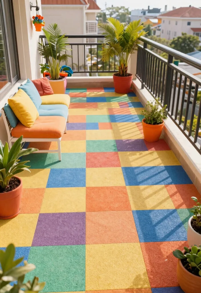 10 Balcony Tile Ideas for Easy Care and Clean Aesthetic 6. Sleek Rubber Flooring for High Traffic Areas 0