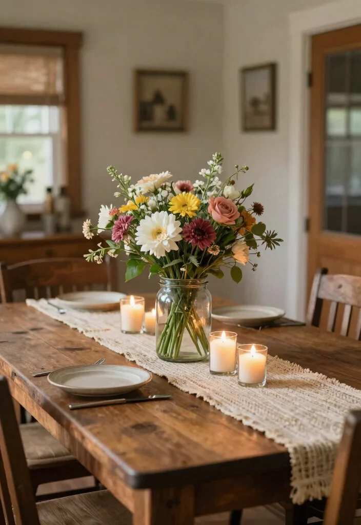 10 Bloxburg Dining Room Ideas for Cozy Creative Builds 1. Farmhouse Table Centerpiece 0