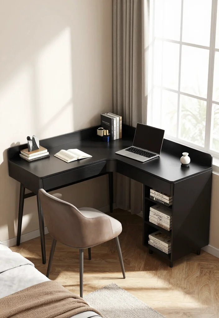 10 Corner Desk Ideas for Cozy Bedroom Work Zones 2. L Shaped Corner Desk 0