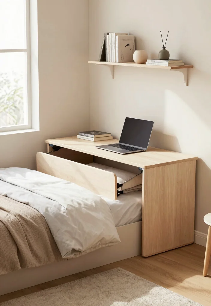 10 Corner Desk Ideas for Cozy Bedroom Work Zones 4. Multi Functional Desk and Bed Combo 0