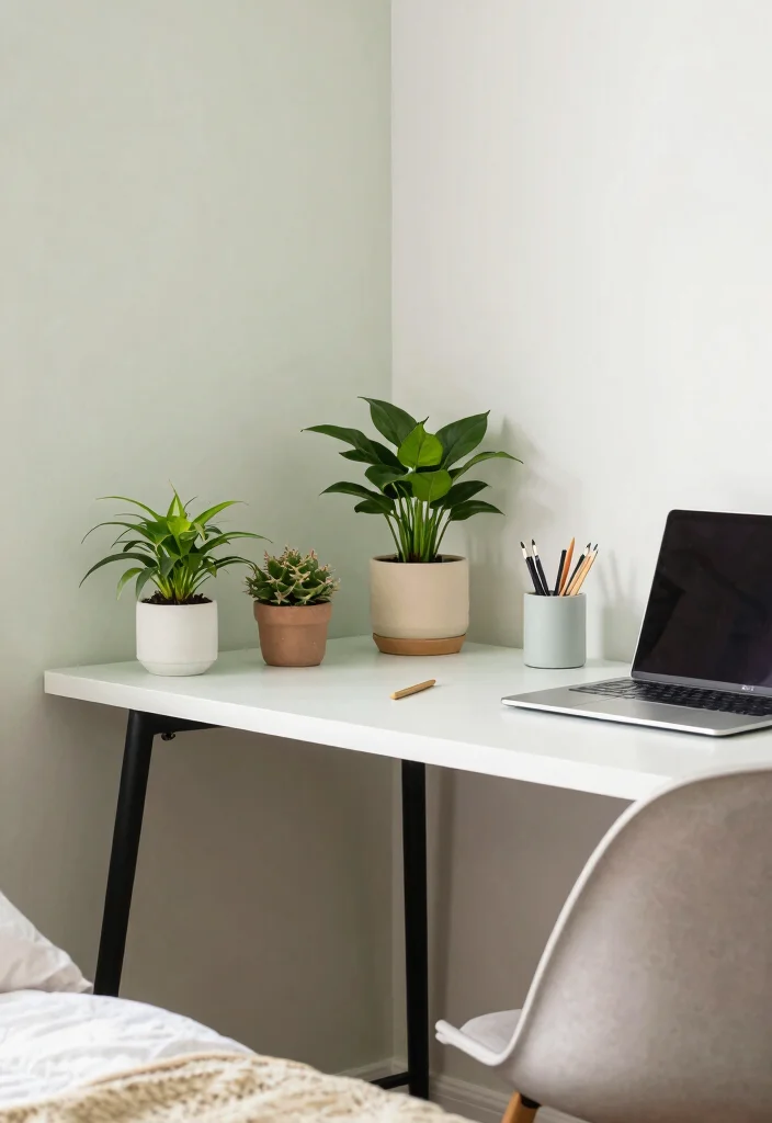10 Corner Desk Ideas for Cozy Bedroom Work Zones 9. Corner Desk with Plants 0
