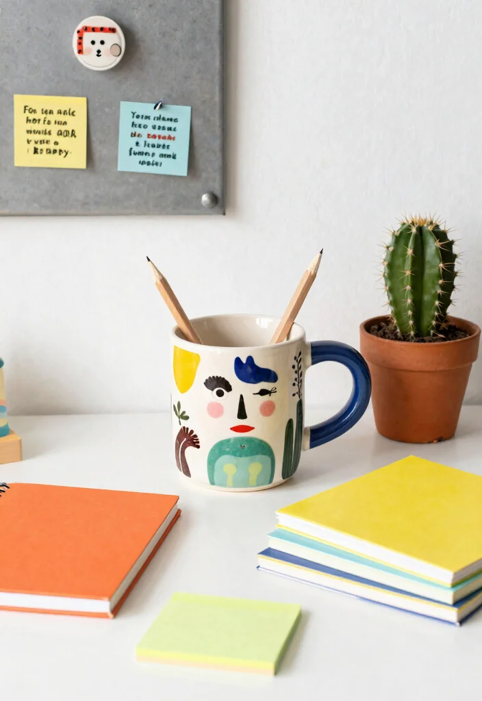 10 Cute Desk Ideas with Warm Colors and Personal Touches 2. Quirky Desk Accessories 0