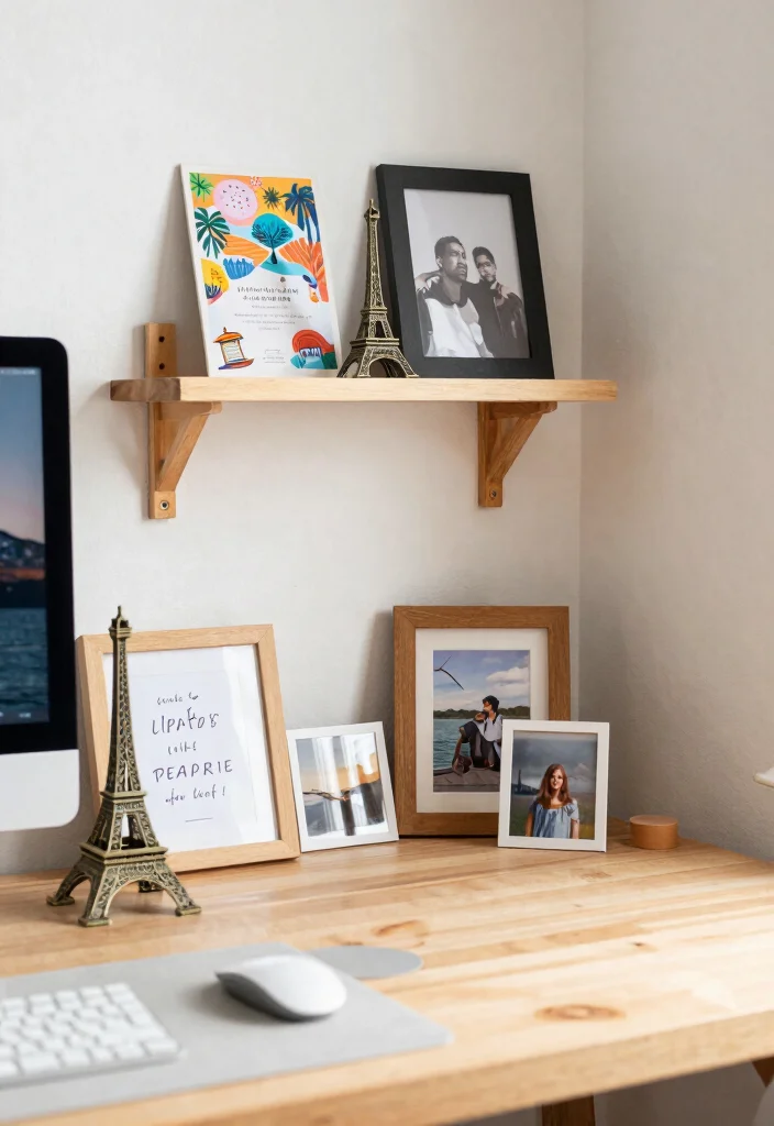 10 Cute Desk Ideas with Warm Colors and Personal Touches 4. Personal Mementos 0