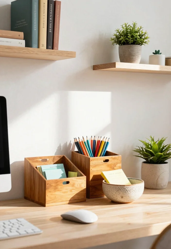 10 Cute Desk Ideas with Warm Colors and Personal Touches 7. Creative Desk Organization 0