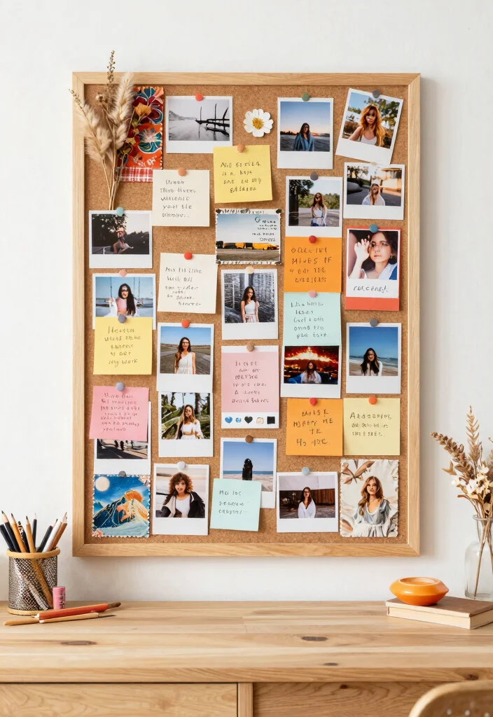 10 Cute Desk Ideas with Warm Colors and Personal Touches 9. Memory Board 0