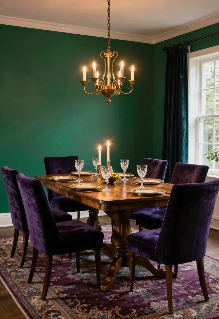 10 Dark Dining Room Ideas with Intimate Evening Mood 1. Embrace Deep Jewel Tones 0
