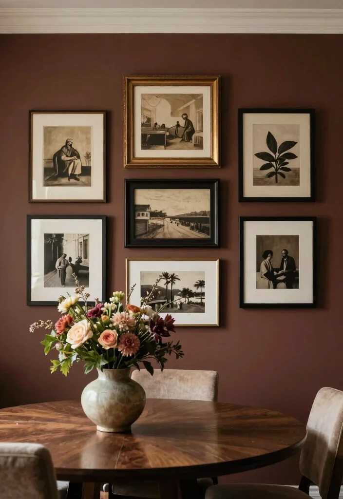 10 Dark Dining Room Ideas with Intimate Evening Mood 7. Artful Decor to Reflect Personality 0