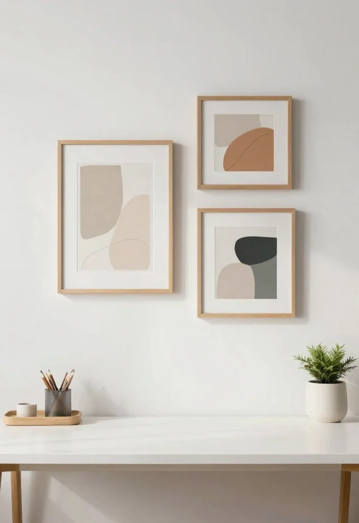 10 Desk Decor Ideas for Cozy Aesthetic Work Corners 6. Use Minimalist Art and Prints 0