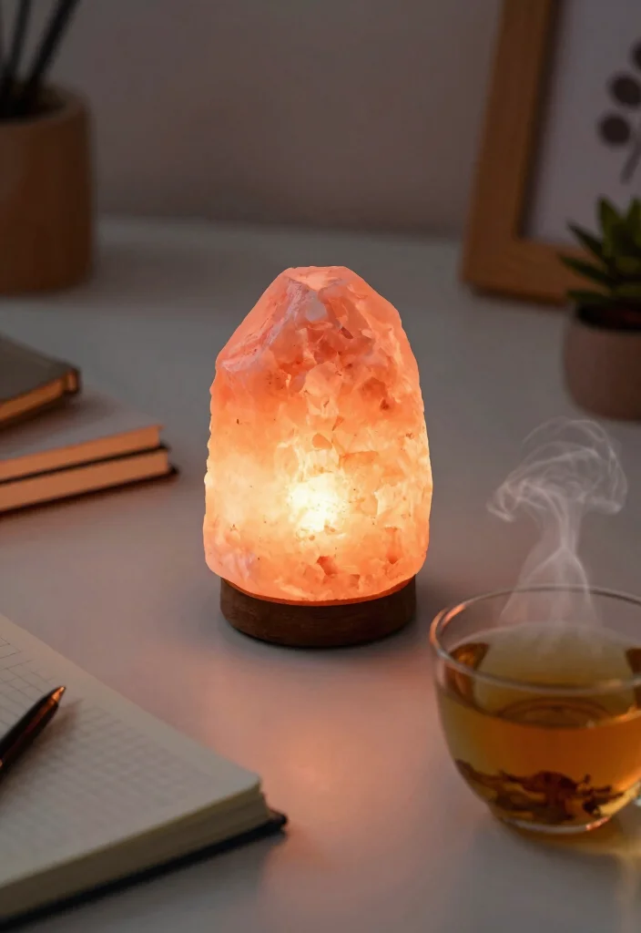 10 Desk Lighting Ideas for Warm Evenings and Late Work 3. Natural Salt Lamps 0