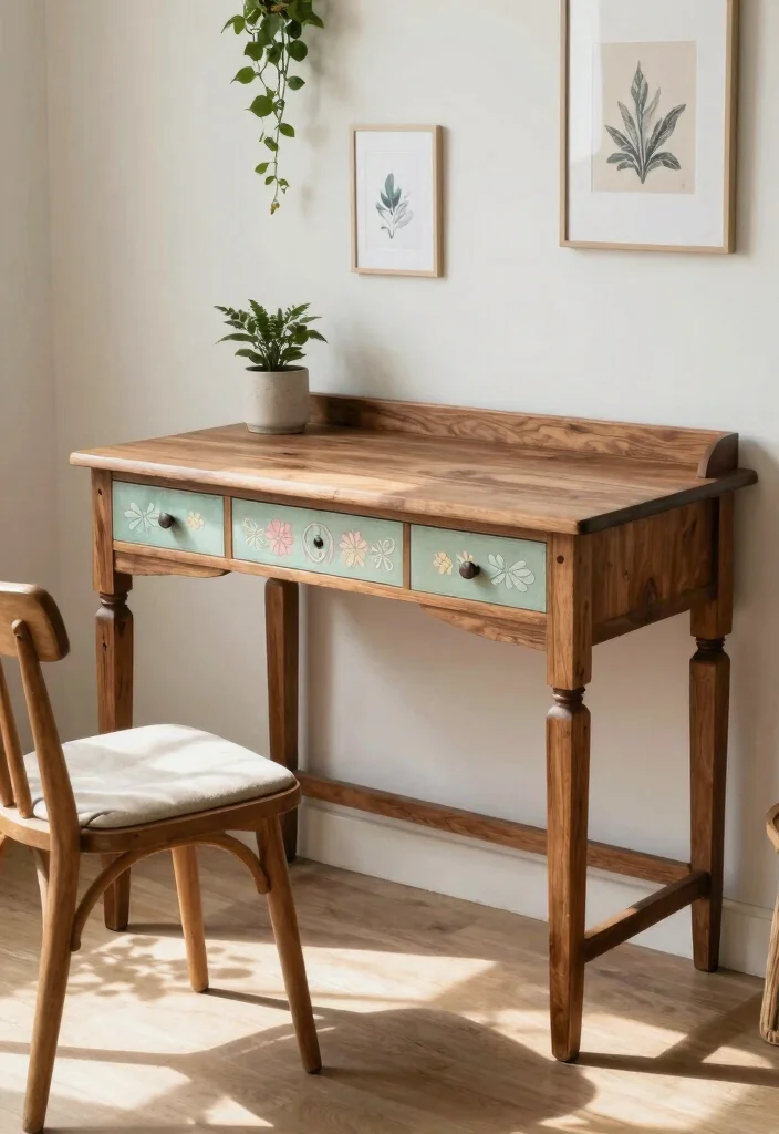 10 Desk Makeover Ideas to Refresh Tired Work Corners 1. Upcycled Wooden Desk 0