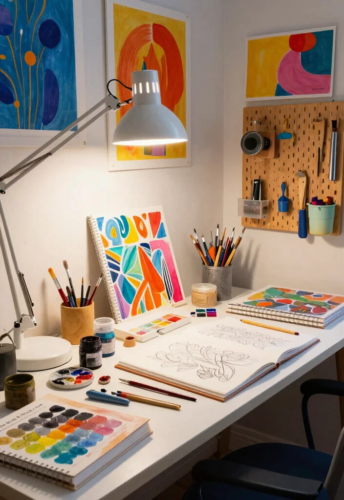 10 Desk Setup Ideas for Work Study and Creative Flow 10. Artistic Expressions 0