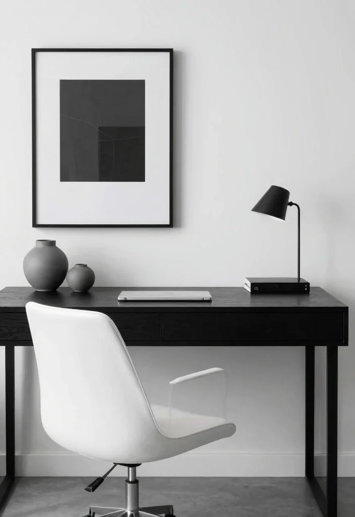 10 Desk Setup Ideas for Work Study and Creative Flow 4. Monochrome Magic 0