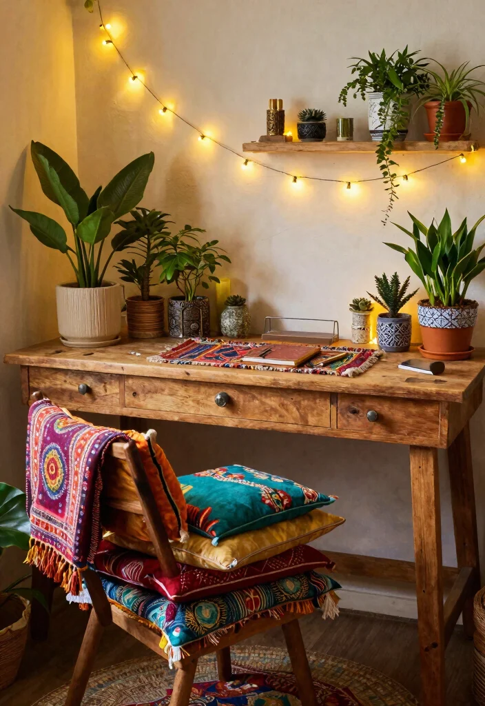 10 Desk Setup Ideas for Work Study and Creative Flow 5. Bohemian Bliss 0