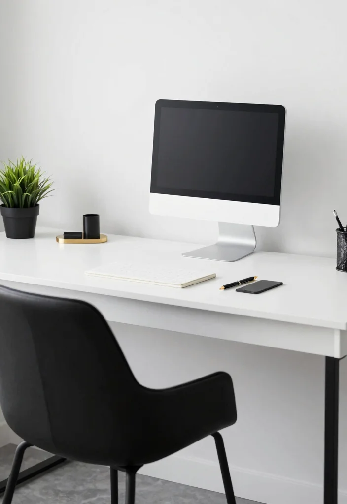 10 Desk Setup Ideas for Work Study and Creative Flow 7. Minimalist Monochrome 0