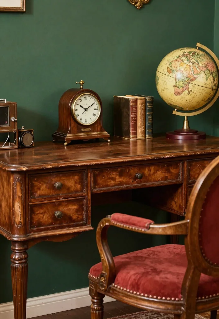 10 Desk Setup Ideas for Work Study and Creative Flow 8. Vintage Charm 0