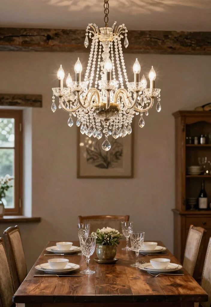 10 Dining Room Chandelier Ideas for Soft Statement Lighting 9. Crystal Accented Chandelier 0
