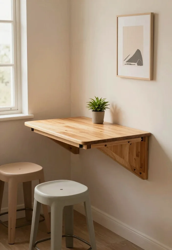 10 Dining Room Corner Ideas to Create Cozy Nooks 3. Wall Mounted Drop Leaf Table 0