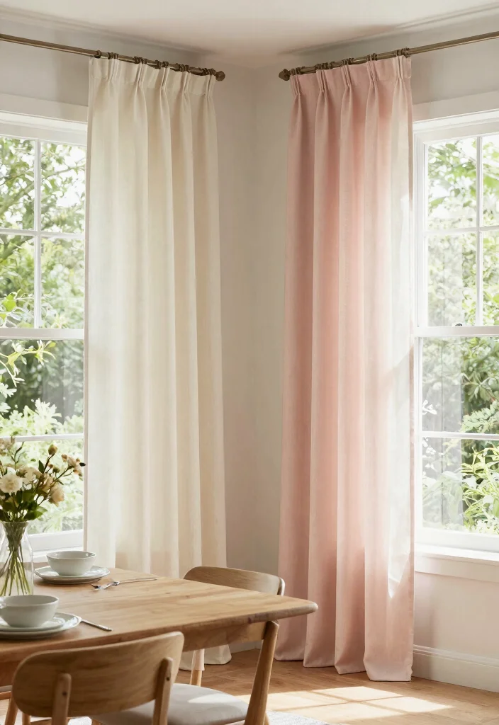 10 Dining Room Curtain Ideas for Gentle Light and Privacy 1. Organic Cotton Panels for Natural Elegance 0