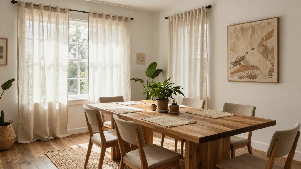 10 Dining Room Curtain Ideas for Gentle Light and Privacy