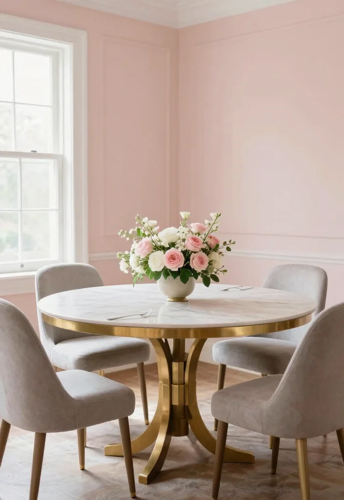 10 Dining Room Paint Color Ideas That Feel Calm and Timeless 4. Pale Blush 0