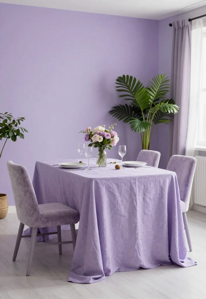 10 Dining Room Paint Color Ideas That Feel Calm and Timeless 8. Misty Lavender 0