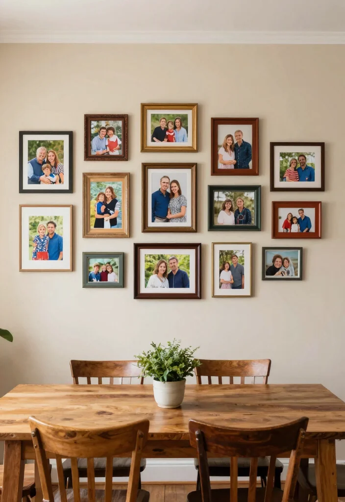 10 Dining Room Wall Ideas for Art and Styled Storage 2. Gallery Wall of Family Memories 0