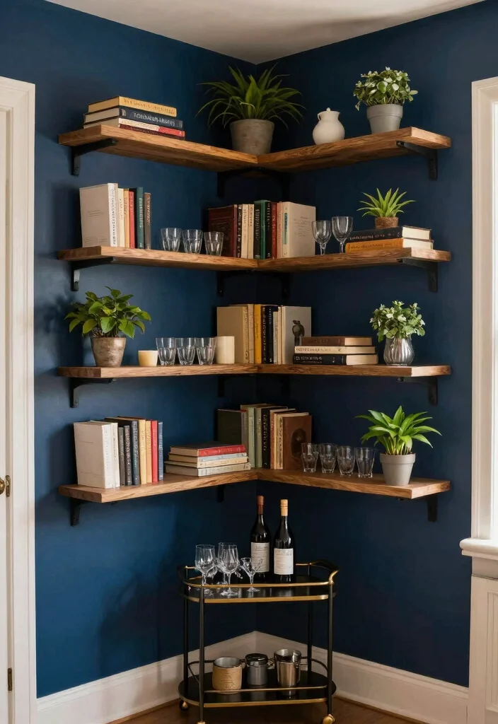 10 Dining Room Wall Ideas for Art and Styled Storage 3. Multifunctional Corner Shelves 0