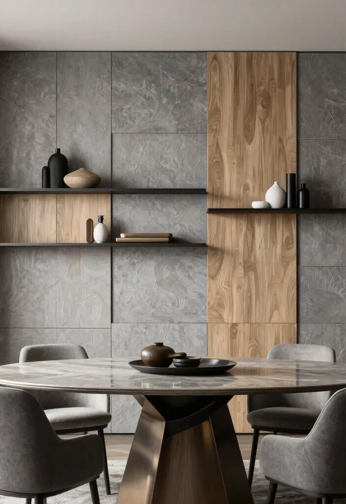 10 Dining Room Wall Ideas for Art and Styled Storage 7. Artistic Wall Panels for a 3D Effect 0