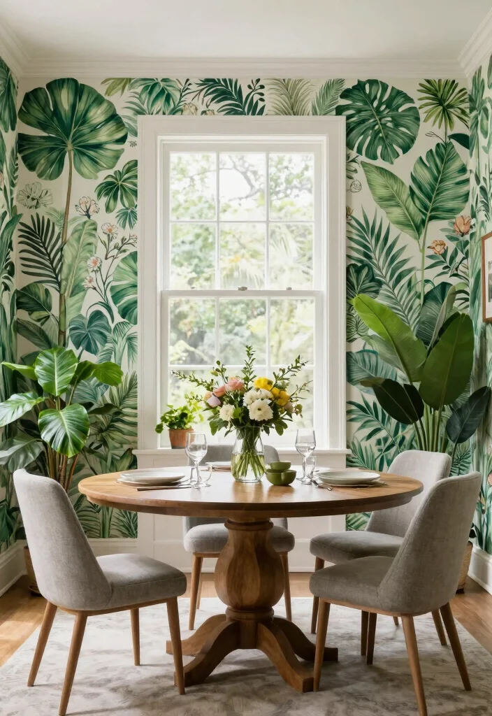 10 Dining Room Wallpaper Ideas That Add Depth and Mood 1. Botanical Bliss 0