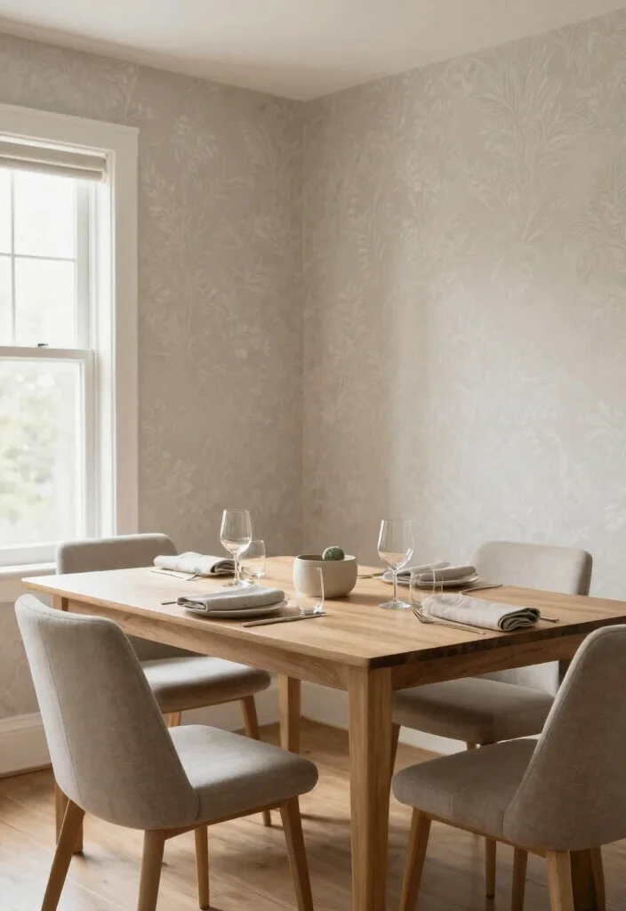 10 Dining Room Wallpaper Ideas That Add Depth and Mood 10. Soft Neutrals 0