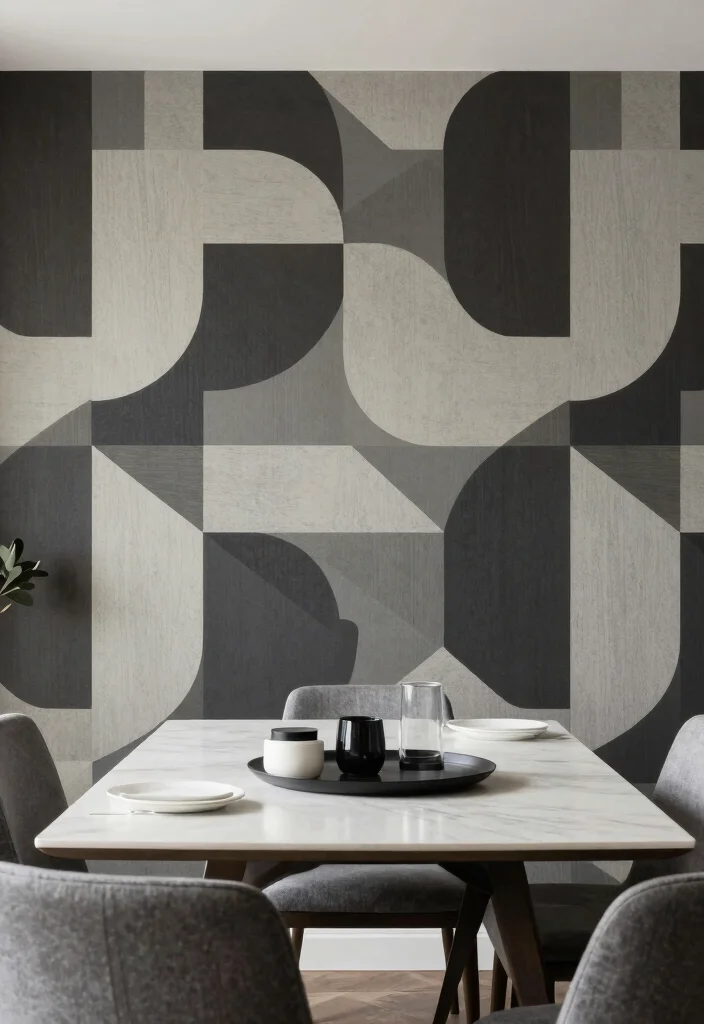 10 Dining Room Wallpaper Ideas That Add Depth and Mood 2. Geometric Wonders 0