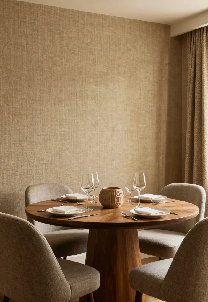 10 Dining Room Wallpaper Ideas That Add Depth and Mood 3. Textured Elegance 0