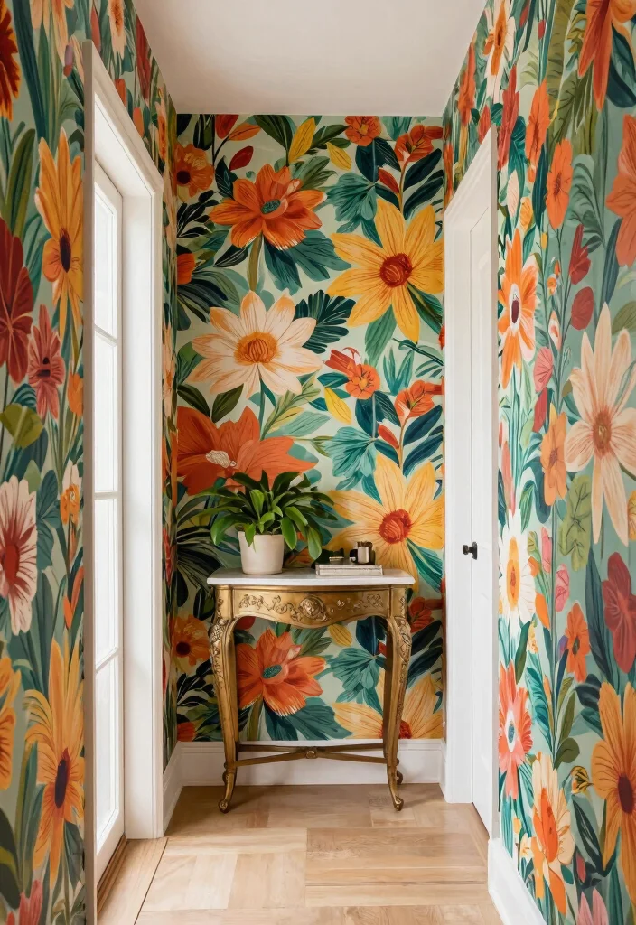 10 End of Hallway Decor Ideas for Subtle Focal Points 7. Creative Wallpaper or Paint 0