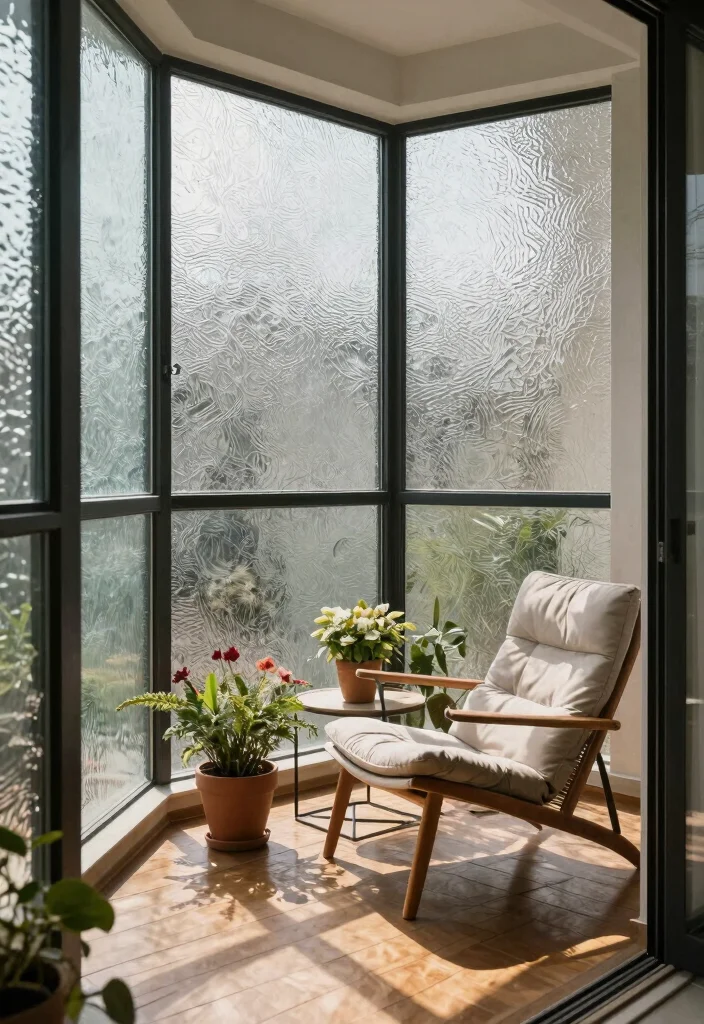 10 Glass Balcony Ideas for Light Filled Modern Homes 4. Textured Glass Elements 0