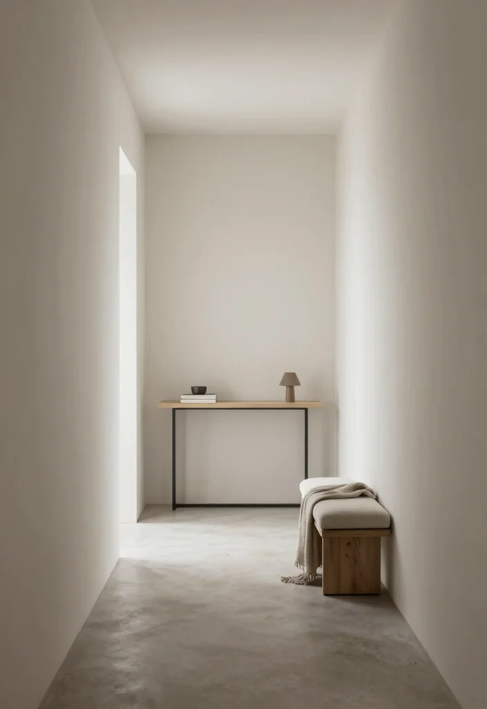 10 Green Hallway Ideas with Soft Natural Color 7. Minimalist Furniture 0