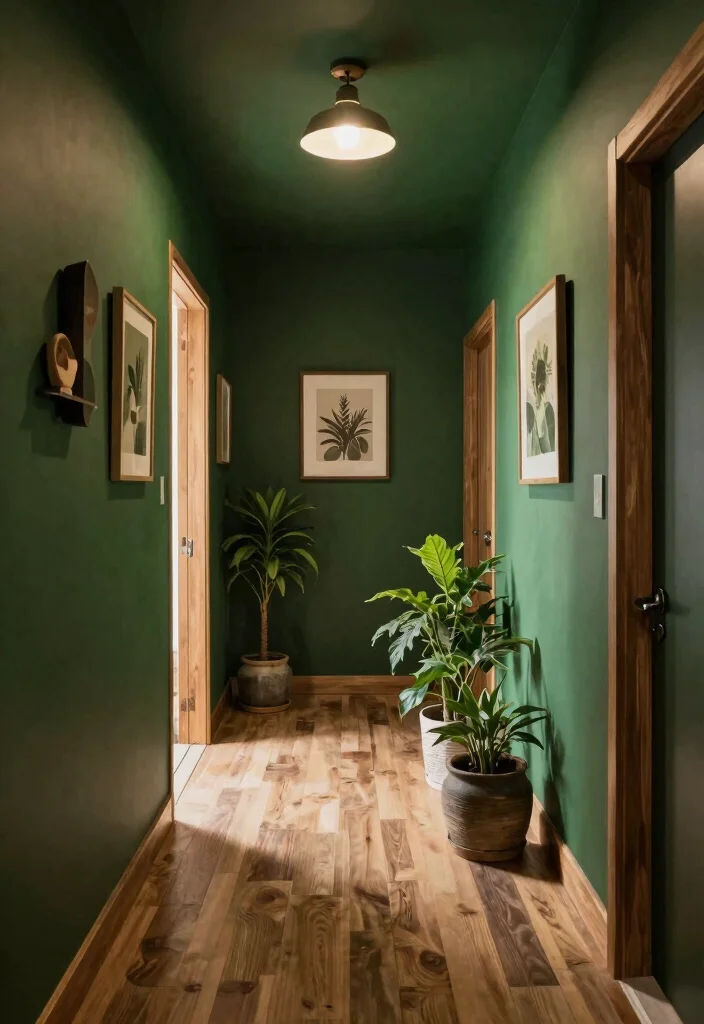 10 Hallway Paint Ideas That Instantly Refresh the Space 10. Deep Forest Green A Touch of Nature 0