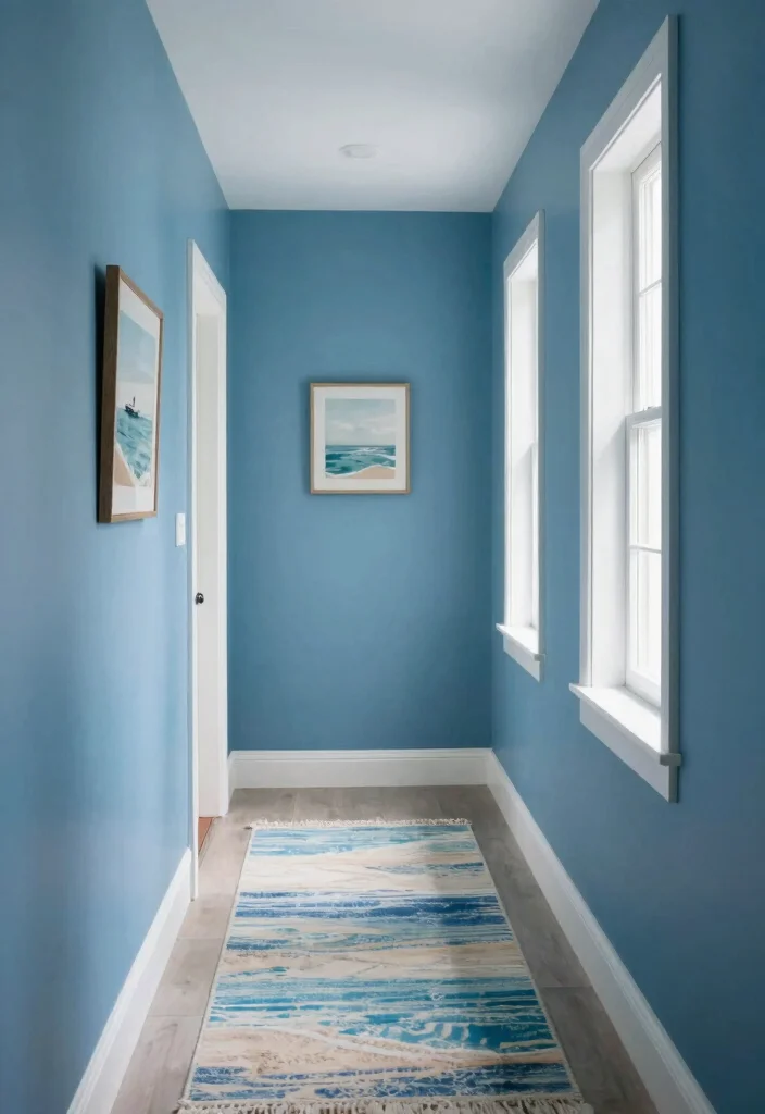 10 Hallway Paint Ideas That Instantly Refresh the Space 4. Ocean Blue Tranquil Tides 0