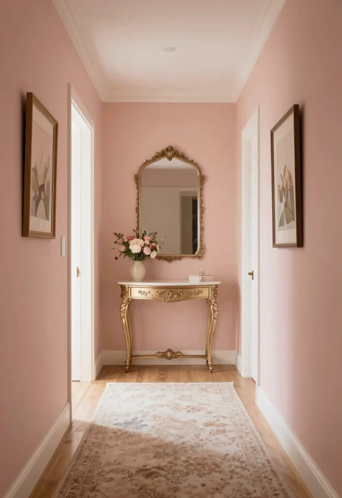 10 Hallway Paint Ideas That Instantly Refresh the Space 5. Soft Blush A Touch of Romance 0