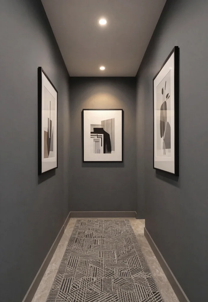 10 Hallway Paint Ideas That Instantly Refresh the Space 7. Charcoal Grey Sleek Sophistication 0