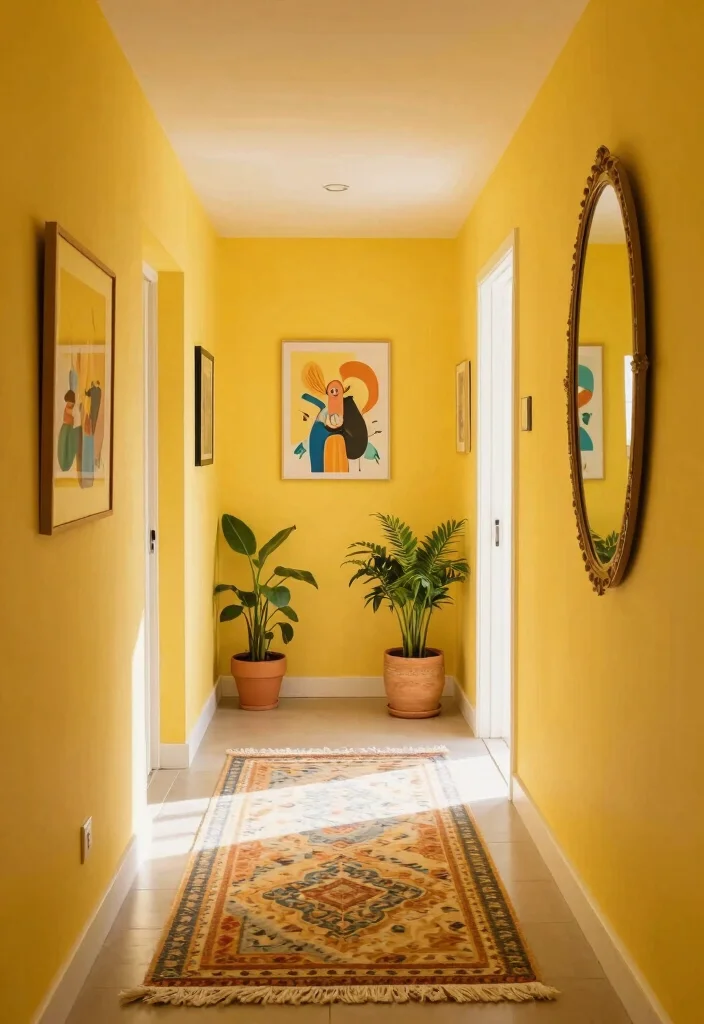 10 Hallway Paint Ideas That Instantly Refresh the Space 8. Bright Yellow Sunshine Vibes 0