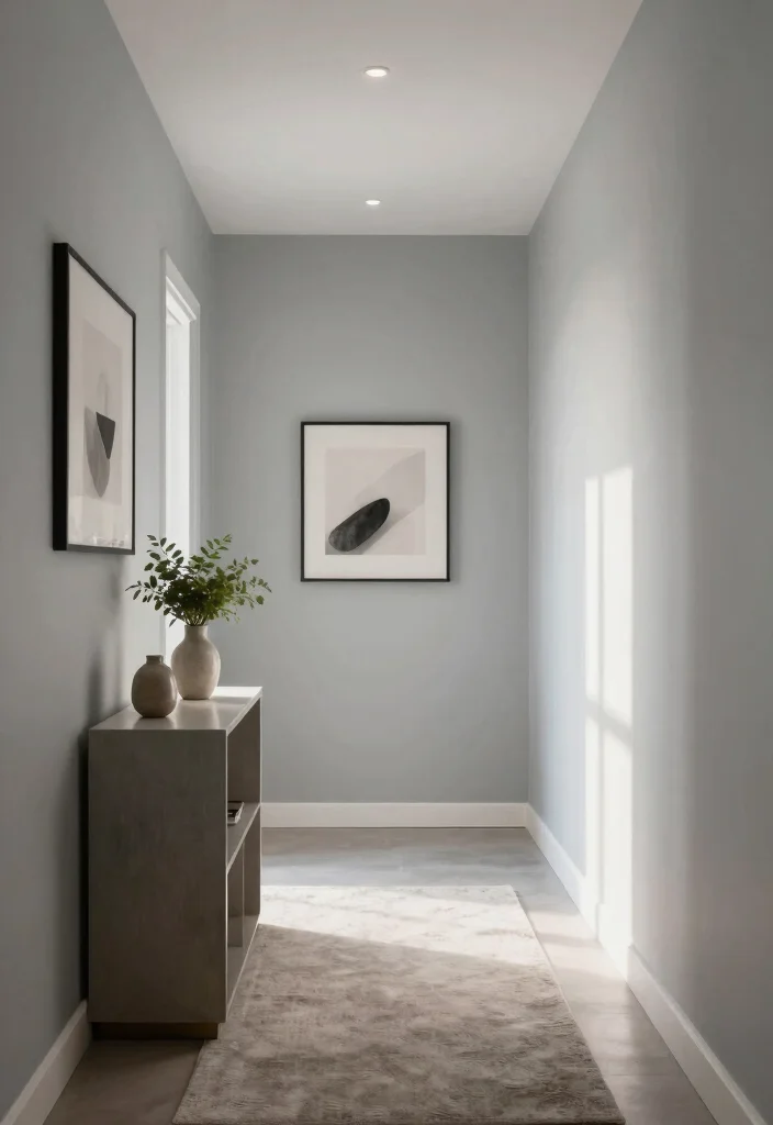 10 Hallway Paint Ideas That Instantly Refresh the Space 9. Light Gray Subtle Sophistication 0