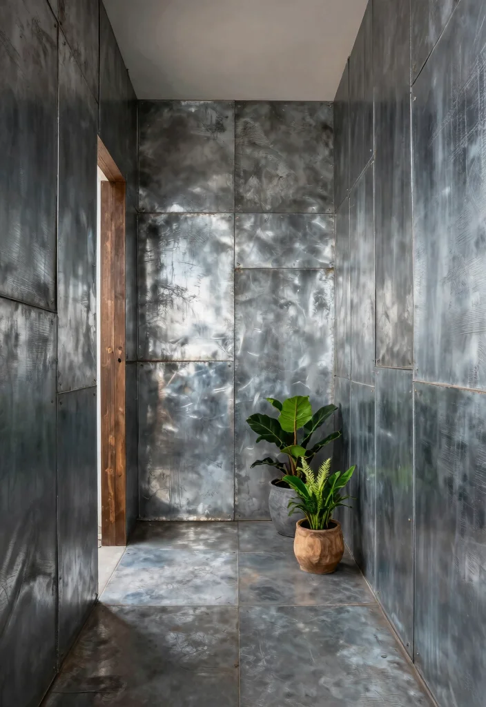 10 Hallway Panelling Ideas for Texture and Character 10. Upcycled Metal Panels 0