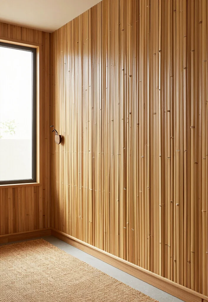 10 Hallway Panelling Ideas for Texture and Character 2. Bamboo Wall Treatments 0