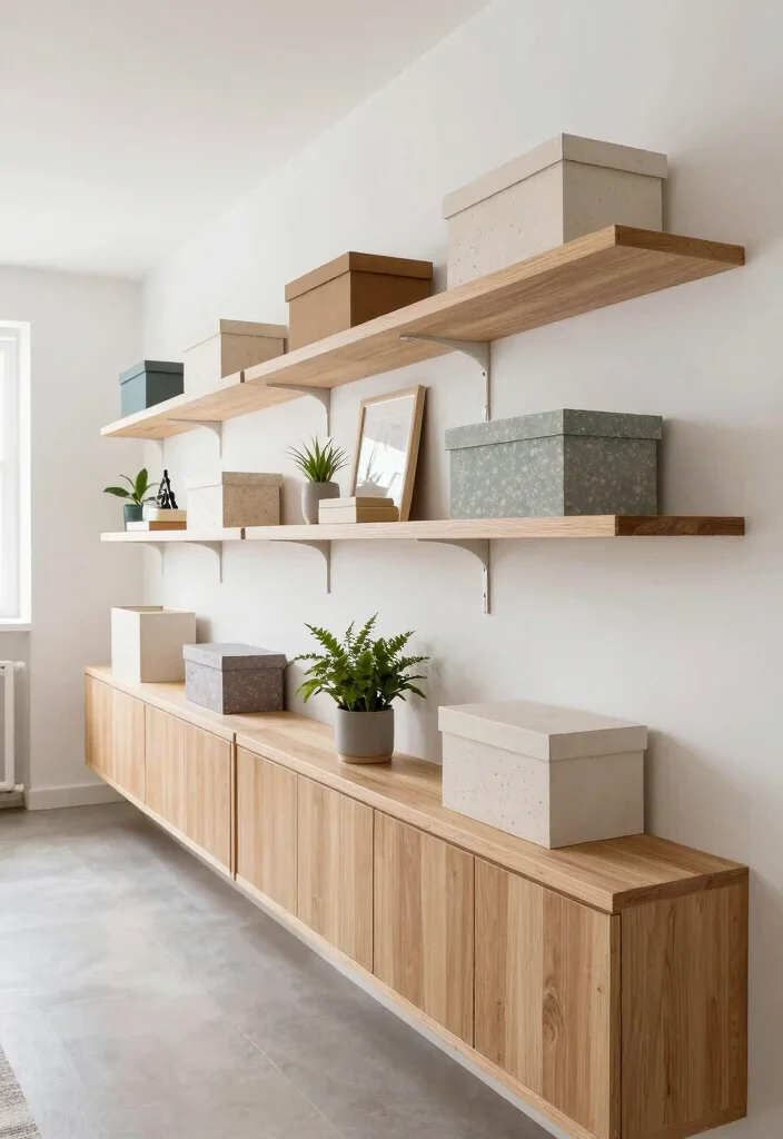 10 Long Entry Hallway Ideas with Balanced Styling 3. Functional Shelving 0